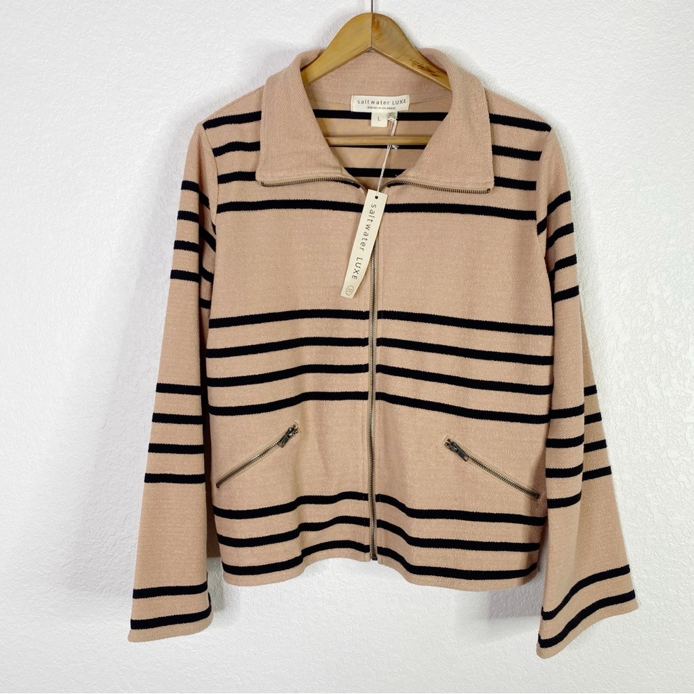 Saltwater Luxe Tan Brown & Black Striped Jacket